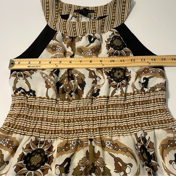 Apostrophe Baroque Print Smocked Waist Sleeveless Top - Picture 9 of 11